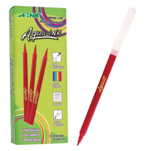 PLUMON DELGADO AQUA-INK APAD12 ROJO ATADO DE 12 PZAS.