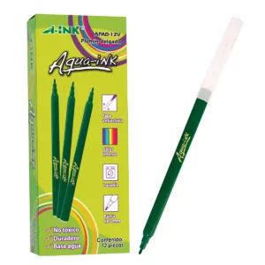 PLUMON DELGADO AQUA-INK APAD12 VERDE ATADO DE 12 PZAS.