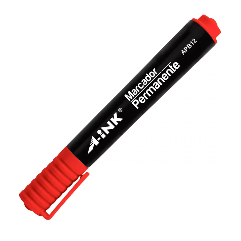 MARCADOR PERMANENTE APB12 ROJO ATADO DE 12 PZAS.