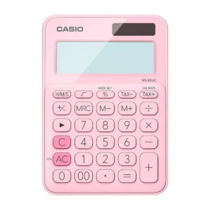 CALCULADORA CASIO MS20UC-PK-SUC ROSA ATADO DE 2 PZAS.