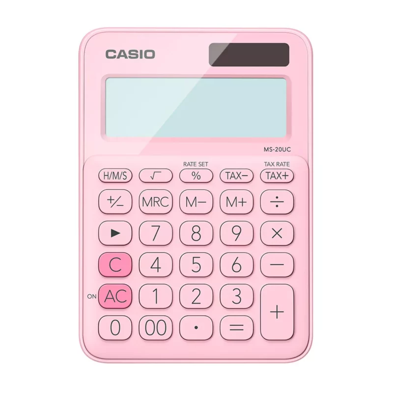 CALCULADORA CASIO MS20UC-PK-SUC ROSA ATADO DE 2 PZAS.