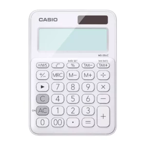 CALCULADORA CASIO MS20UC-WE-SEC BLANCA ATADO DE 2 PZAS.