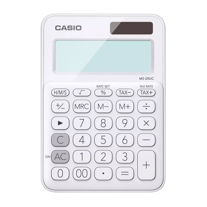 CALCULADORA CASIO MS20UC-WE-SEC BLANCA ATADO DE 2 PZAS.