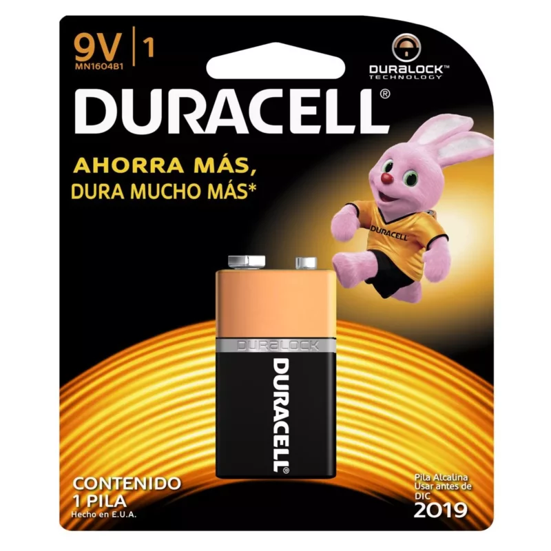 PILA DURACELL ALCALINA CUADRADA 9V ATADO DE 2 PZAS.
