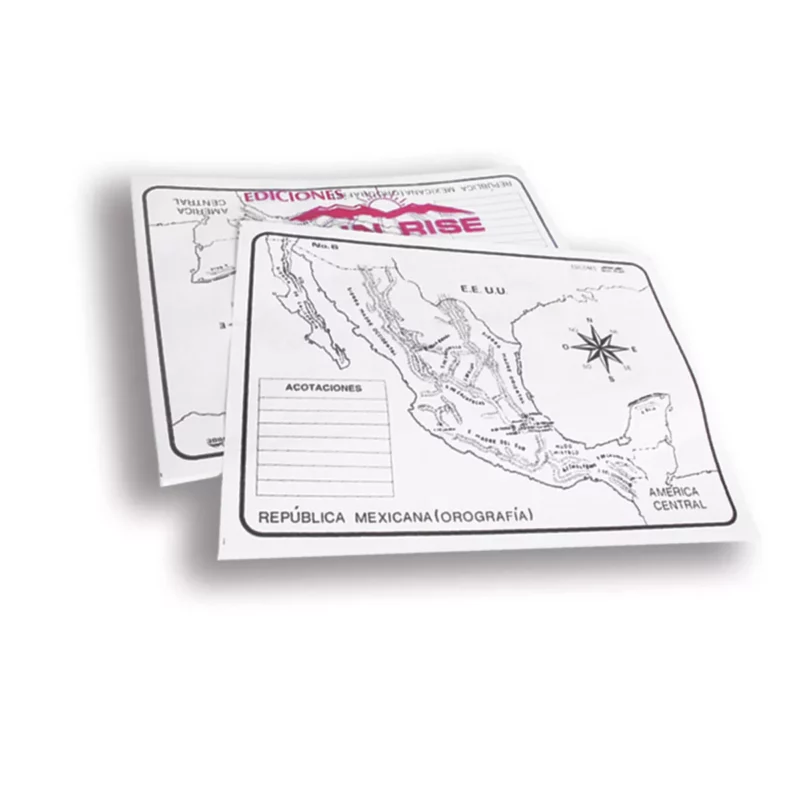 MAPA CARTA SUN RISE BLANCO Y NEGRO C/100