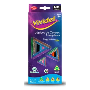 COLORES VIVIDEL 4MM C/12 TRIANGULAR ATADO DE 4 PZAS.