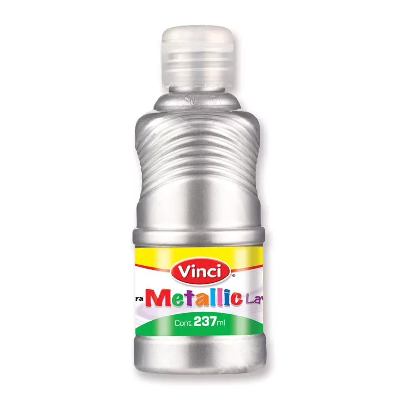 PINTURA PARA DEDOS METALICA 237ML PLATA ATADO DE 2 PZAS.