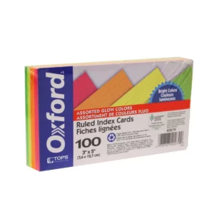 TARJETA 3X5 RAYADA INDICE NEON C/100