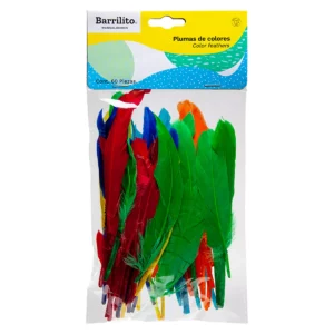 PLUMA DE AVE C/60 COL SURT BARRI F009 ATADO DE 3 PZAS.