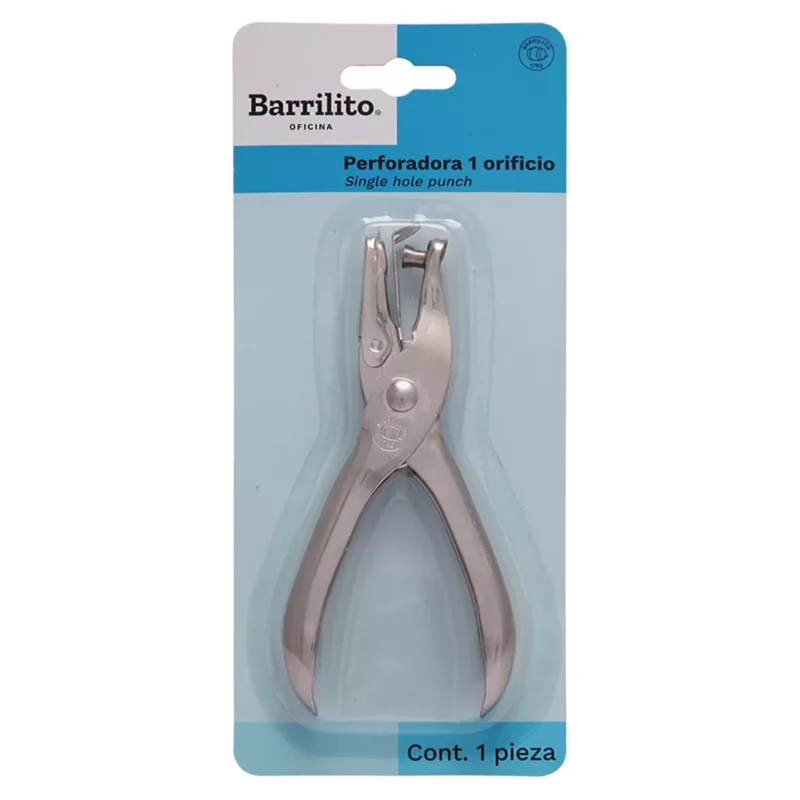 PERFORADORA 1 ORIFICIO 1/4" PARA 5 HOJAS BARRILITO 803 ATADO DE 3 PZAS.