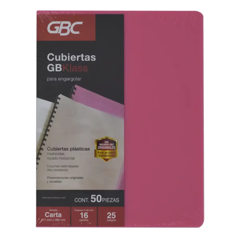 CUBIERTA CARTA GBKLASS 25JGS TRANSPARENTE ROSA