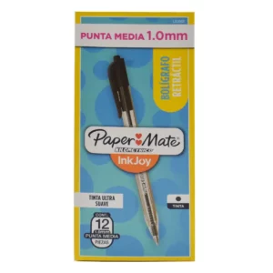 BOLIGRAFO KILOMETRICO 100 RETRACTIL NEGRO ATADO DE 12 PZAS.