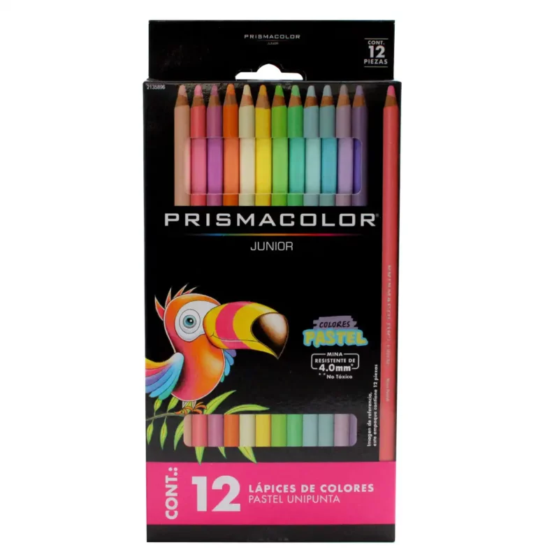 COLORES PRISMACOLOR JUNIOR C/12 PASTEL ATADO DE 2 PZAS.