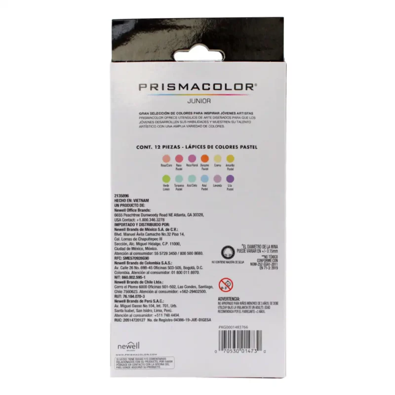 COLORES PRISMACOLOR JUNIOR C/12 PASTEL ATADO DE 2 PZAS. - Imagen 4