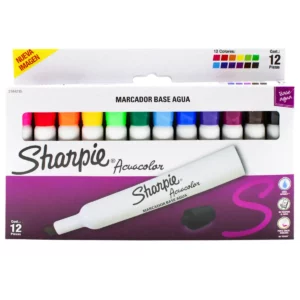 MARCADOR SHARPIE ACUACOLOR C/12 ATADO DE 2 PZAS.