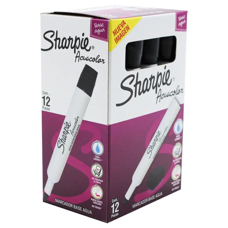 MARCADOR SHARPIE ACUACOLOR C/12 NEGRO - Imagen 2