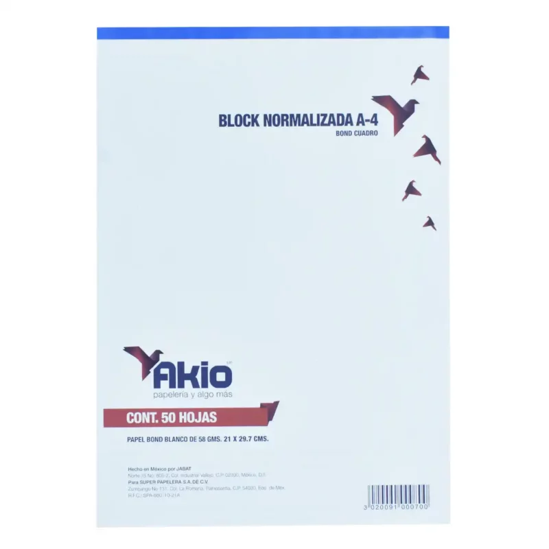 BLOCK NORMALIZADO A-4 50HJS BOND ATADO DE 2 PZAS.