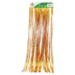 LLUVIA SENCILLA NO. 16 METALICA HOLOGRAMA ORO ATADO DE 10 PZAS.