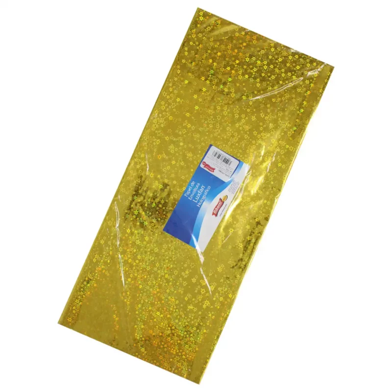 PAPEL HOLOGRAFICO C/10 70X53CM ESTRELLAS ORO