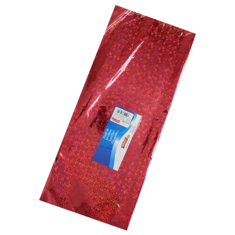 PAPEL HOLOGRAFICO C/10 70X53CM ESTRELLAS ROJO