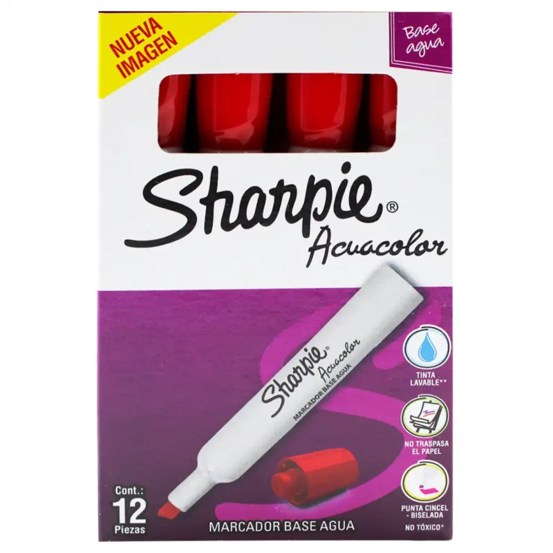 MARCADOR SHARPIE ACUACOLOR C/12 ROJO