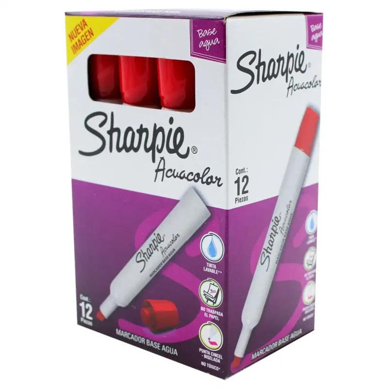 MARCADOR SHARPIE ACUACOLOR C/12 ROJO - Imagen 3